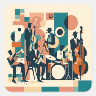 Mid Century Jazz Age Sextet Square Sticker