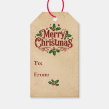 Mid-Century Kraft Paper Christmas Gift Tag