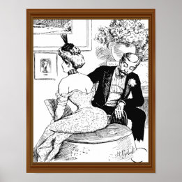 Mid-Century Lady Corset Man Leering Poster
