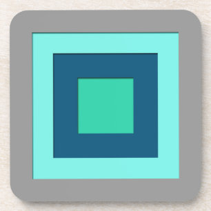 Mid-Century layered squares - blue & grey / gray Coaster