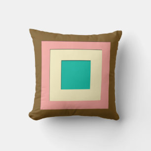 Mid-Century layered squares - brown & peach Cushion