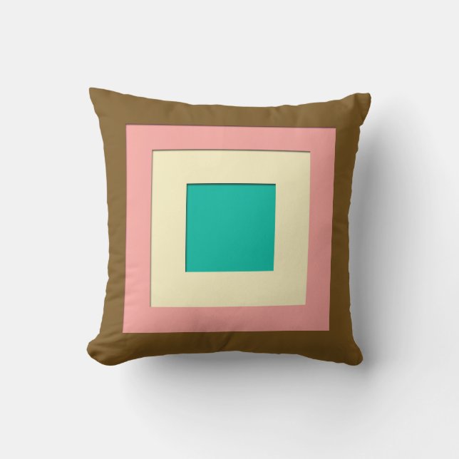 Mid-Century layered squares - brown & peach Cushion (Front)