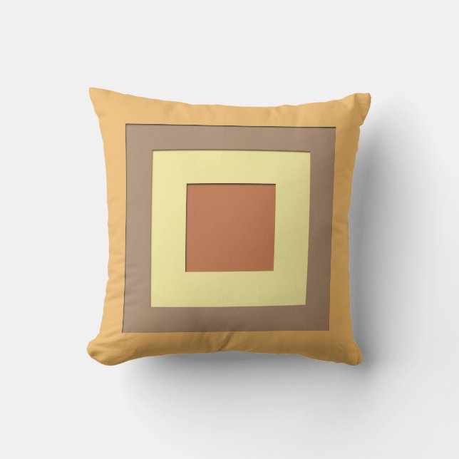 Mid-Century layered squares - Earth neutrals Cushion (Front)