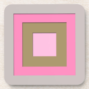 Mid-Century layered squares - grey / grey & pink Coaster
