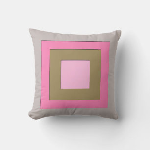 Mid-Century layered squares - grey / grey & pink Cushion