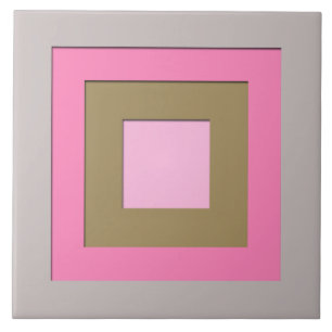 Mid-Century layered squares - grey / grey & pink Tile