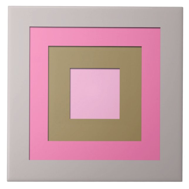 Mid-Century layered squares - grey / grey & pink Tile (Front)