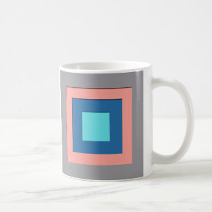 Mid-Century layered squares - grey, peach & blue Coffee Mug