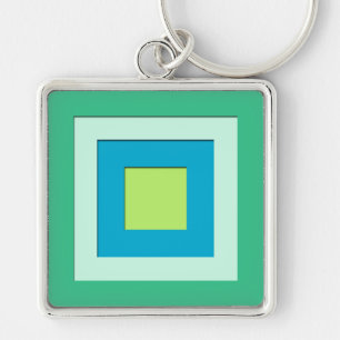 Mid-Century layered squares - jade green Key Ring