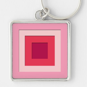 Mid-Century layered squares - pink and wine Key Ring