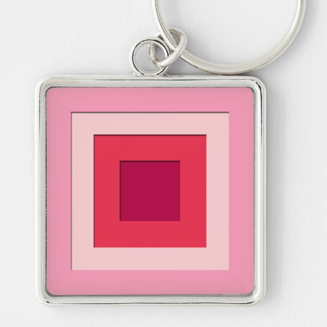 Mid-Century layered squares - pink and wine Key Ring (Front)