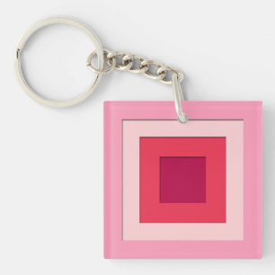 Mid-Century layered squares - pink and wine Key Ring