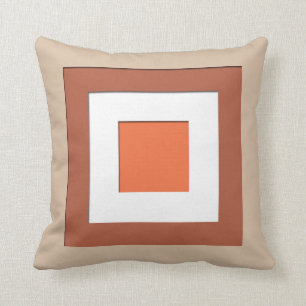 Mid-Century layered squares - taupe and coral Cushion