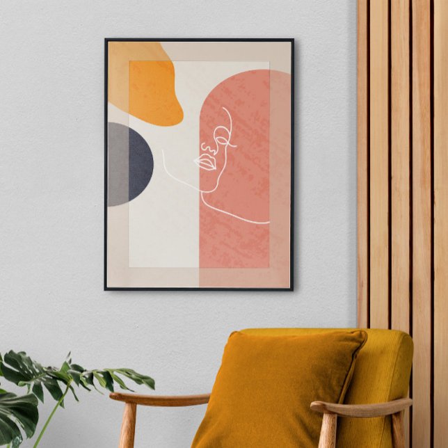 Mid Century Line Art, Stretched Large Finished Canvas Print (Creator Uploaded)