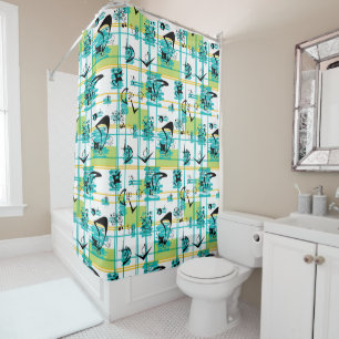 Mid Century Madras Shower Curtain
