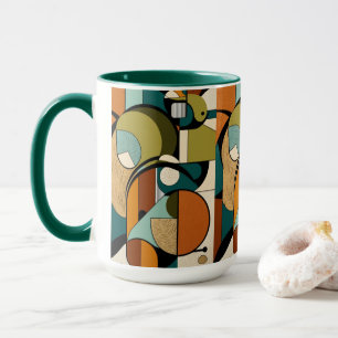 Mid-Century Magic Olive & White Shapes Mug