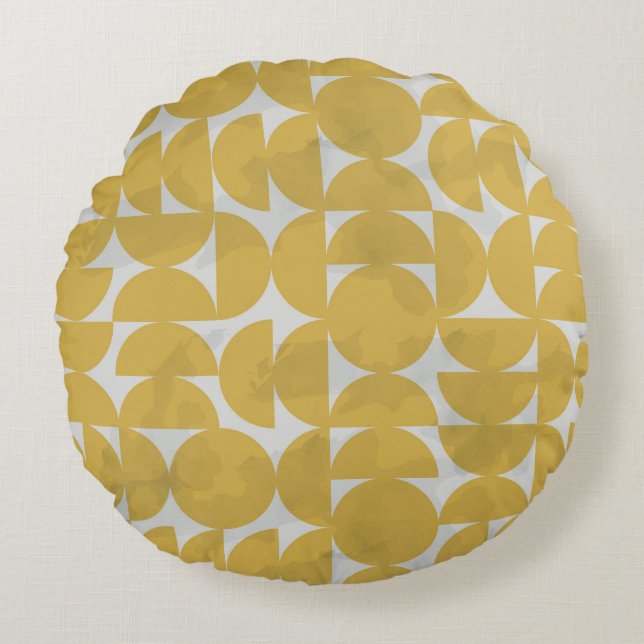 Mid-century marble effect: vintage pattern. round cushion (Front)