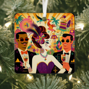Mid Century Mardi Gras Cocktail Party Metal Tree Decoration