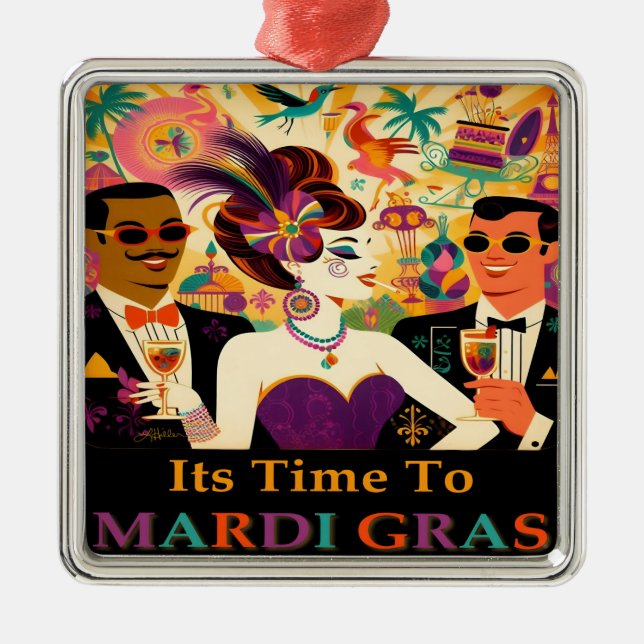 Mid Century Mardi Gras Cocktail Party Metal Tree Decoration (Front)