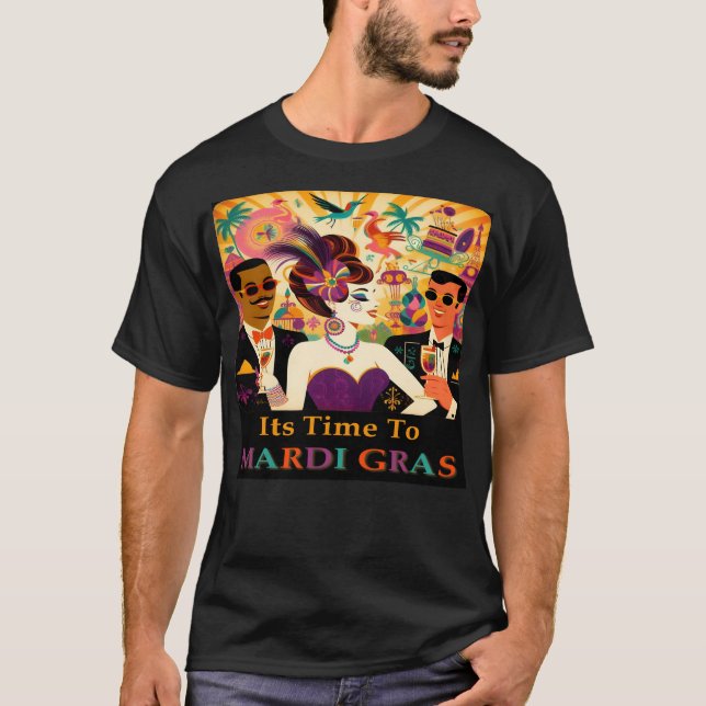 Mid Century Mardi Gras Cocktail Party T-Shirt (Front)
