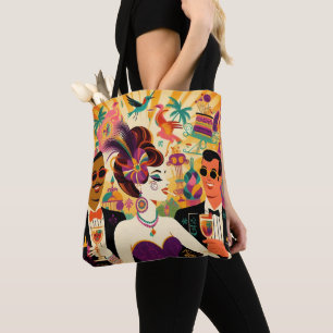 Mid Century Mardi Gras Cocktail Party Tote Bag
