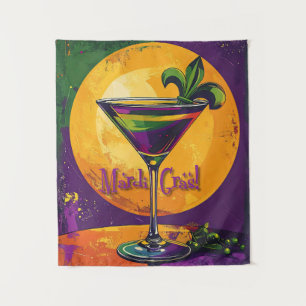 Mid Century Mardi Gras Sunset Fleur De Lis Martini Tapestry