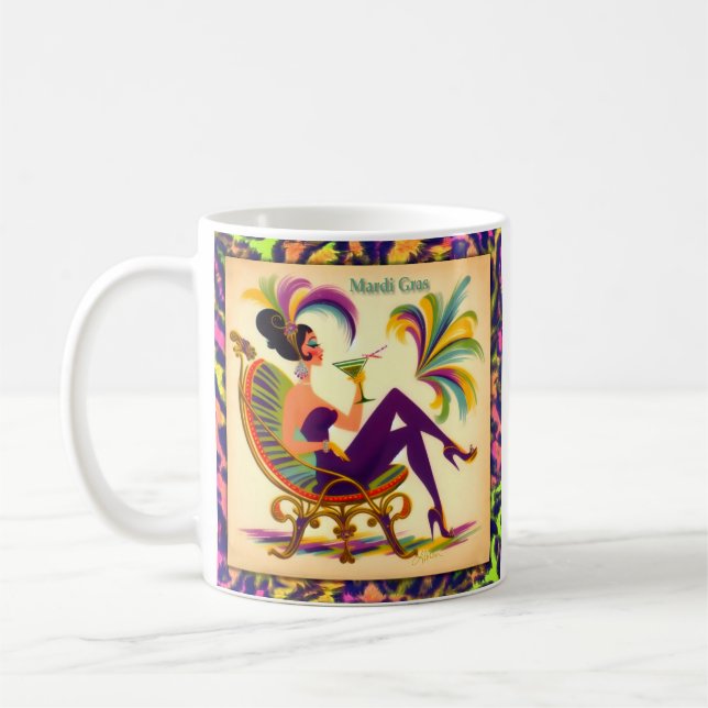 Mid Century Mardi Gras Woman With A Martini Mug (Left)