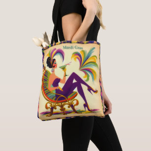 Mid Century Mardi Gras Woman With A Martini Tote Bag