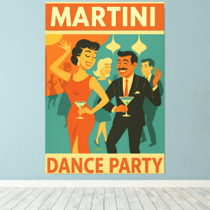 Mid Century Martini Dance Party Canvas Print