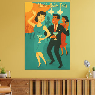 Mid Century Martini Dance Party Canvas Print