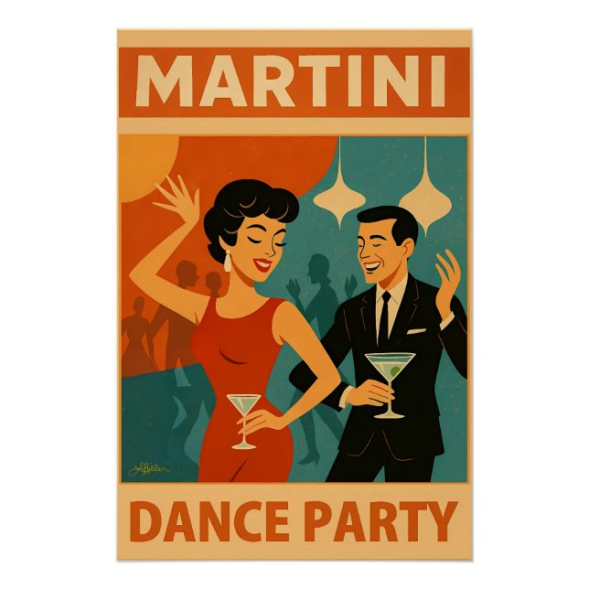 Mid Century Martini Dance Party Poster (Front)