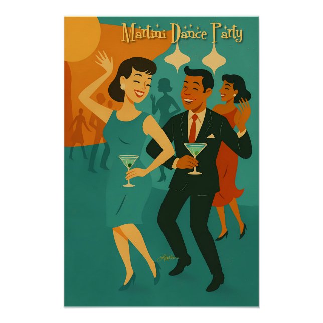 Mid Century Martini Dance Party Poster (Front)
