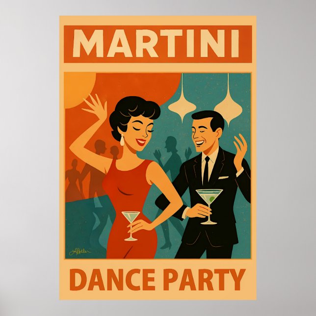 Mid Century Martini Dance Party Poster (Front)