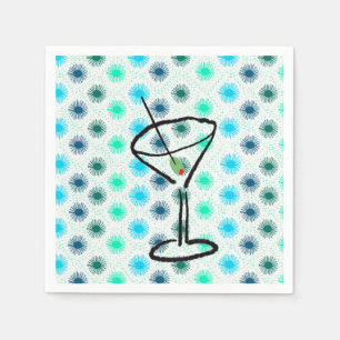 Mid Century Martini Glass Design Napkin
