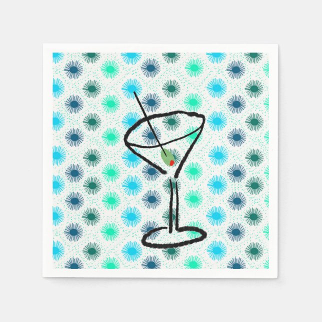 Mid Century Martini Glass Design Napkin (Front)