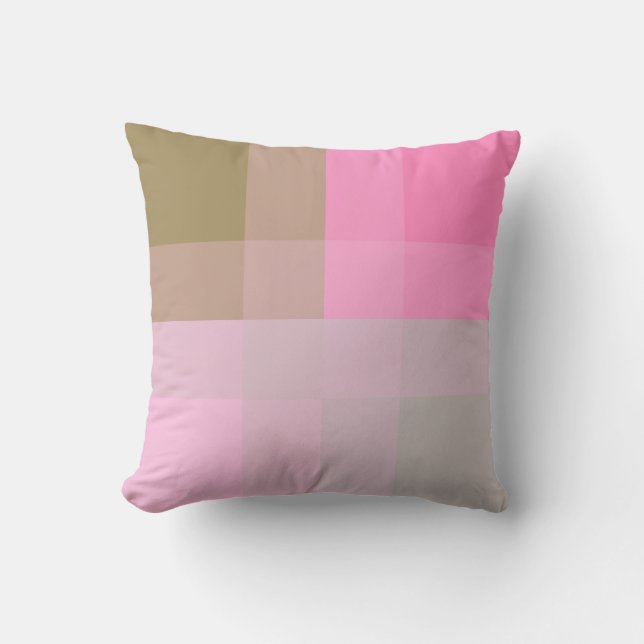 Mid-Century mega plaid - grey / grey & pink Cushion (Front)