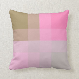 Mid-Century mega plaid - grey / grey & pink Cushion