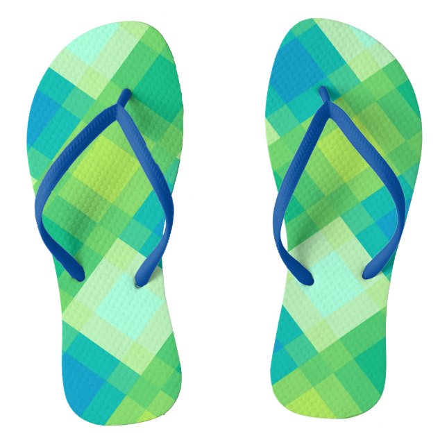 Mid-Century mega plaid - jade green Flip Flops (Footbed)