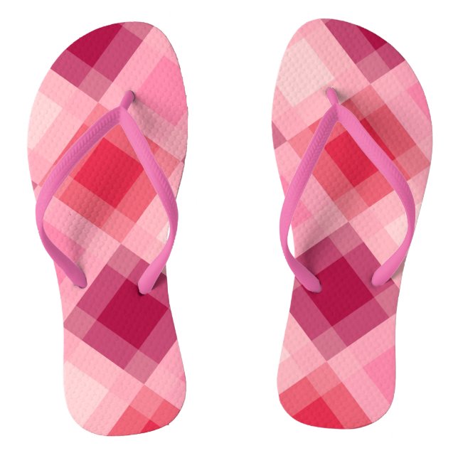 Mid-Century mega plaid - pink and wine Flip Flops (Footbed)