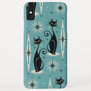 Mid Century Meow Retro Atomic Cats on Blue Case-Mate iPhone Case