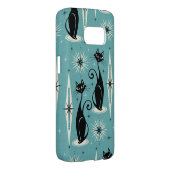 Mid Century Meow Retro Atomic Cats on Blue Case-Mate Samsung Galaxy Case (Back/Right)