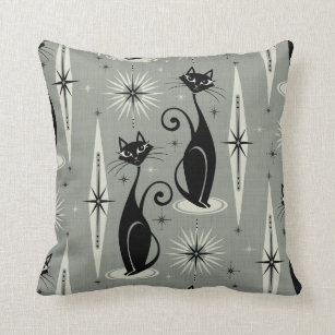 black and white cat cushions