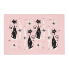 Mid Century Meow Retro Atomic Cats on Warm Pink