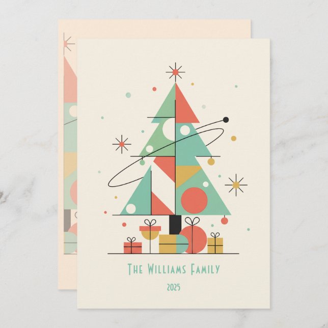 Mid-Century Merry Christmas  Holiday Card (Front/Back)
