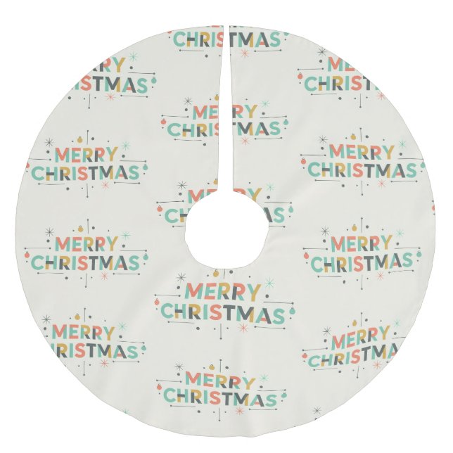 Mid-Century Merry Christmas – Retro Style Brushed Polyester Tree Skirt (Front)