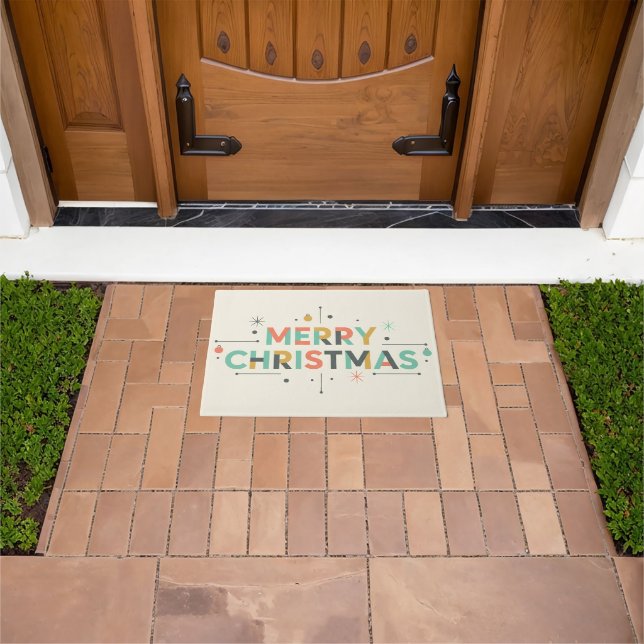 Mid-Century Merry Christmas – Retro Style Doormat (Outdoor)