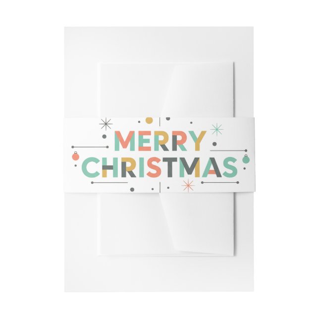 Mid-Century Merry Christmas – Retro Style Invitation Belly Band (Front Example)