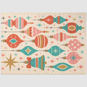 Mid-Century Merry Ornaments Retro Christmas Tissue Paper