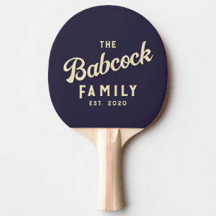 Mid-Century Midnight Ocean Retro Family Name &Year Ping Pong Paddle