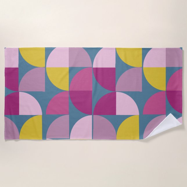 mid century mild psychedelic purple pink colours m beach towel (Front)